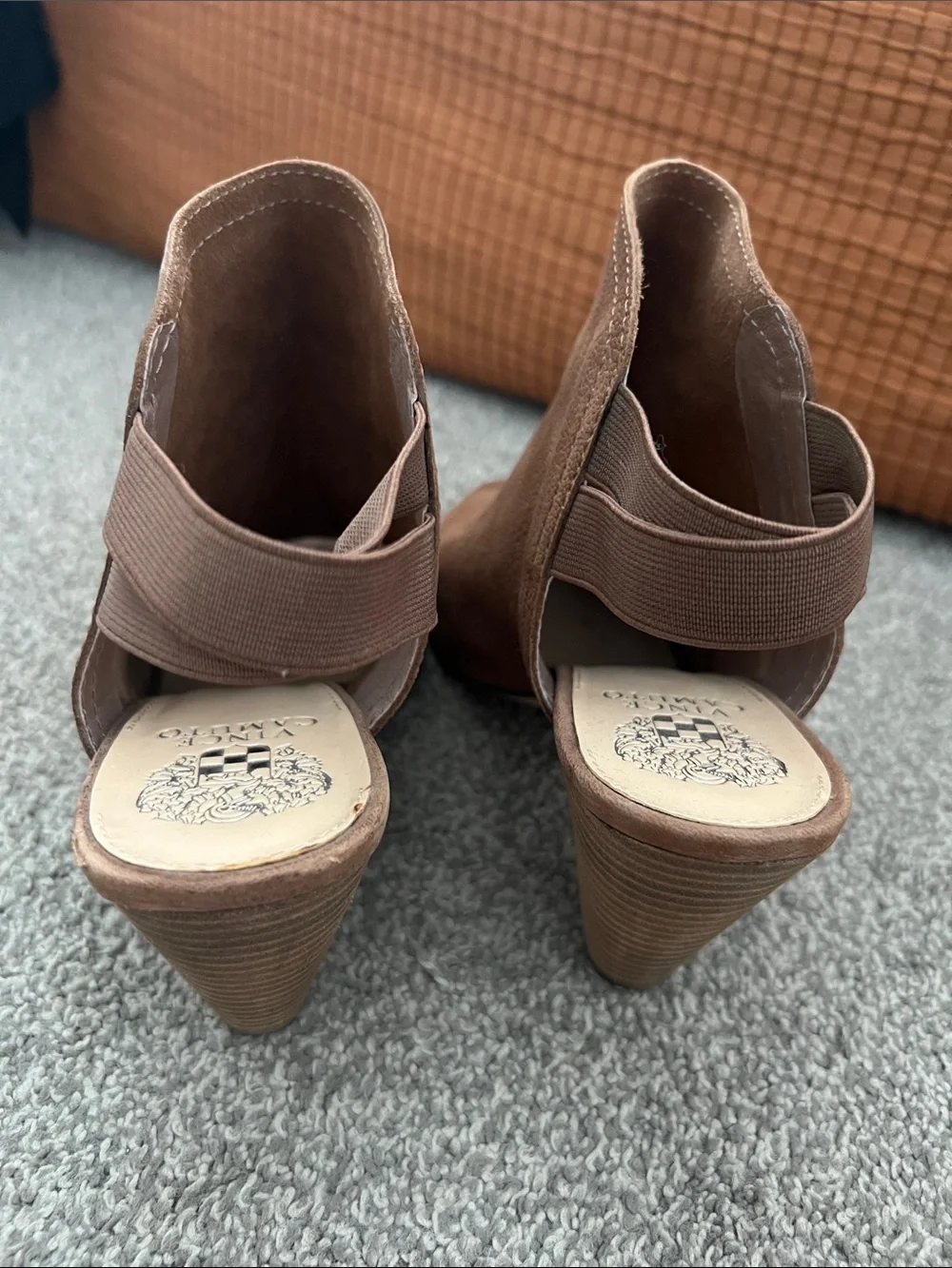 Vince Camuto Women's Brown Suede Peep-Toe Booties